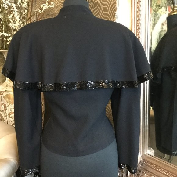 Vintage Pia Rucci black beaded wide collar top - Picture 2 of 7